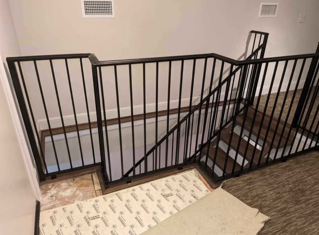 Interior stair railing, matte black